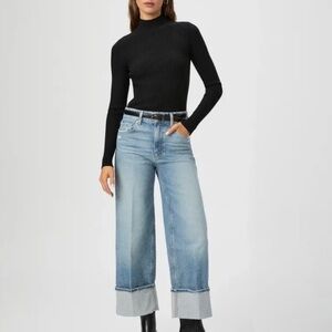 PAIGE Sasha Ankle Wide Leg Cuffed Jeans Walk of Fame 28
